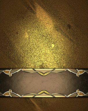 Grunge altın arka plan ile kahverengi altın trim işaretiyle. tasarım şablonu. Tasarım sitesi