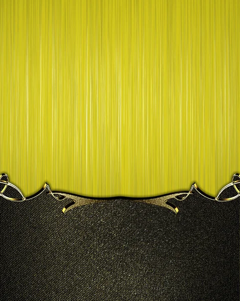 Fond jaune abstrait avec bord noir avec garniture dorée. Modèle de conception. Site de conception — Photo
