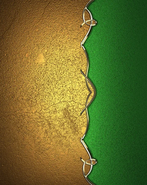 Grunge fundo dourado com borda verde com padrão de ouro. Modelo de design. Local de projeto — Fotografia de Stock