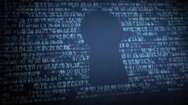 Güvenlik kavramı: dijital arka plan üzerindeki anahtar deliği simgesiyle pixelated kalkan. Asma kilit siber güvenlik kavramı