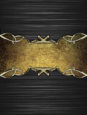 Siyah arka plan ile gold Altın plakalı beyaz çizgili kırpın. Tasarım şablonu. Tasarım sitesi