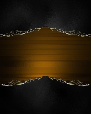 Siyah arka plan ile altın kahverengi bir plaka ile döşeme. Tasarım şablonu. Tasarım sitesi