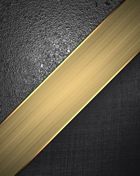 Metallisch schwarzer Hintergrund mit Goldband getrennt. Designvorlage. Designseite — Stockfoto