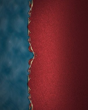 Kırmızı doku mavi altın trim kenarlı. Tasarım şablonu. Tasarım sitesi