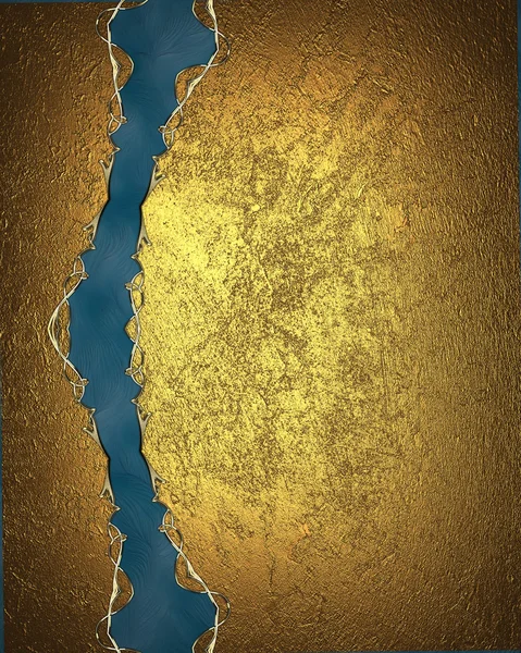 Grunge golden texture with blue cutout.  Design template. Design site — Stock Photo, Image