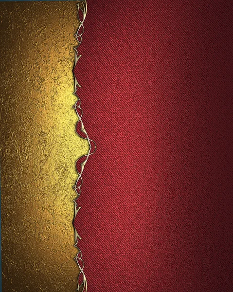 Rote Textur Goldrand mit Goldbesatz. Designvorlage. Designseite — Stockfoto