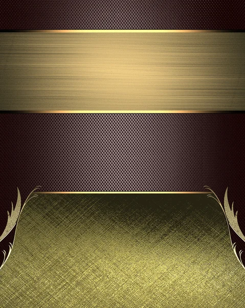 Kahverengi zemin desenleri kenarlarda ile altın bir plaka. Tasarım şablonu