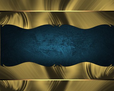 Mavi kurdele ile soyut altın çerçeve