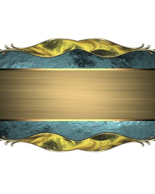 Altın trim ve altın şerit ile soyut mavi tabak