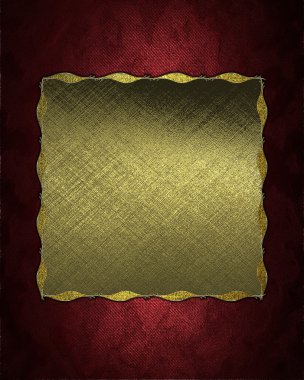 Kırmızı arka plan desen kenarlarda ile altın bir plaka ile. Tasarım şablonu