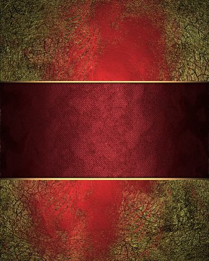 Grunge kırmızı altın arka plan kırmızı kurdele ile eski püskü altın. Tasarım şablonu. Tasarım site