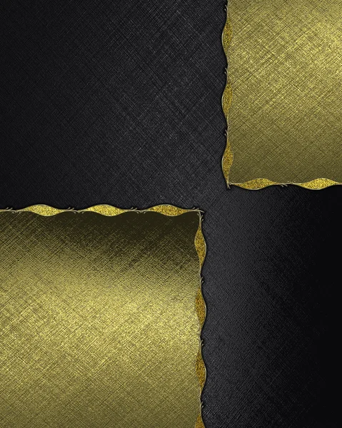 Black background with a golden plates with a pattern on the edges. Design template — Stock Photo, Image