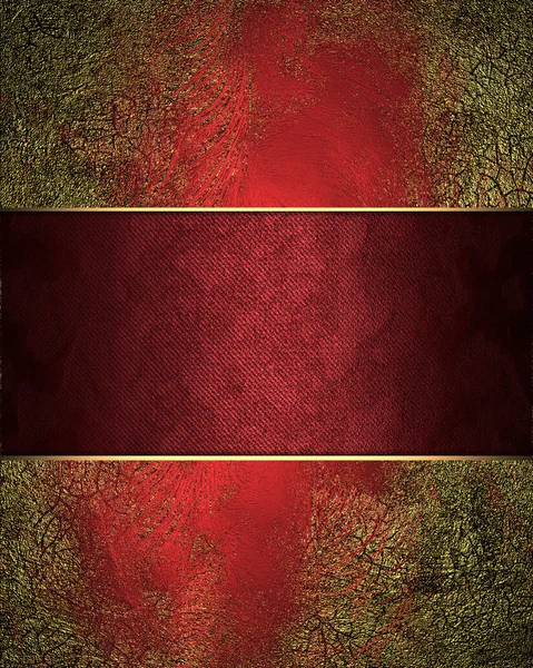 Grunge Fondo rosso dorato con oro squallido con nastro rosso. Modello di design. Progettazione per sito — Foto Stock