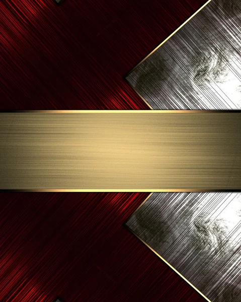 金属の挿入物とゴールド リボン赤背景 — ストック写真