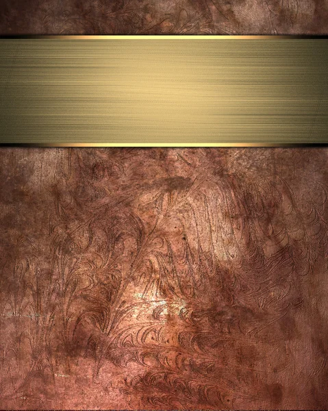 Achtergrond van roestig ijzer textuur met gouden lint — Stockfoto
