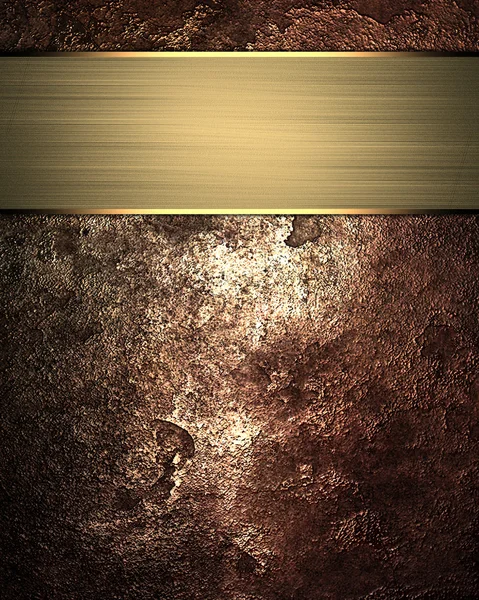 Rusty metal texture with gold ribbon — Stock Photo, Image