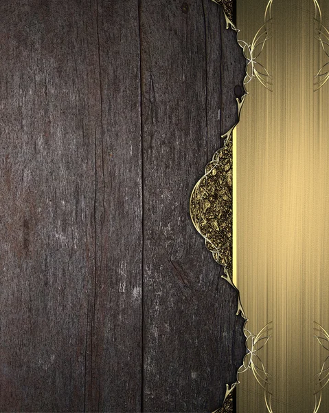 Wooden texture with gold edge. Template Design. — Stock Photo, Image