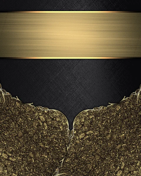 Black background with gold corner and golden ribbon. Template Design. — Stock Photo, Image