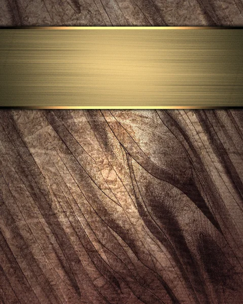 Textura marrón abstracta con cinta dorada. Plantilla — Foto de Stock