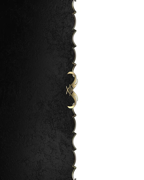 Elemento di texture nera con targhetta in oro. Modello di design. Progettazione per sito — Foto Stock