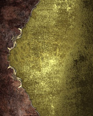 Grunge altın arka plan ile kenarlı bir kahverengi. Tasarım şablonu