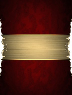 Kırmızı doku kenarları ve altın şerit ve altın şerit desenleri ile. Tasarım şablonu. Tasarım site