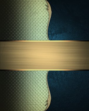 Altın desen ve plaka ile mavi arka plan. Tasarım şablonu