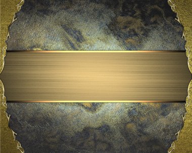 Altın Çerçeve grunge metal plaka üzerinde. Tasarım şablonu. Tasarım sitesi