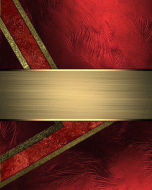 Altın şerit ile soyut kırmızı doku. Tasarım şablonu. Tasarım sitesi