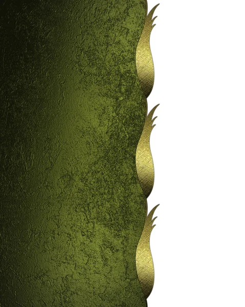 Grüner Grunge-Hintergrund mit Goldbesatz. Designvorlage. Entwurf für Standort — Stockfoto