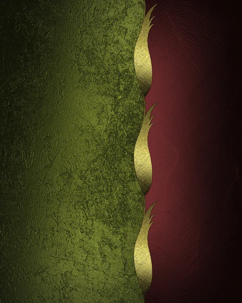 Fundo verde e vermelho com guarnição de ouro. Modelo de design. Projeto para o site — Fotografia de Stock