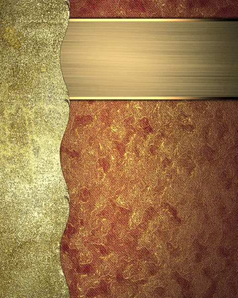 Textura grunge Oro Rojo con borde dorado. Plantilla de diseño Diseño para el sitio — Foto de Stock
