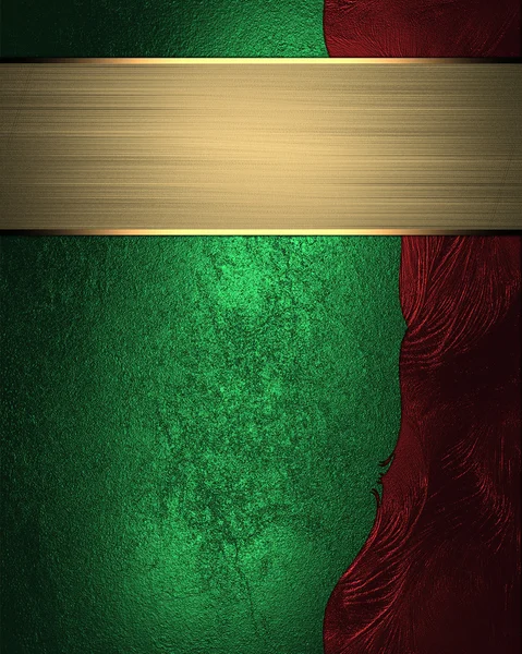 Astratto texture rosso dorato verde con nastro d'oro. Modello di disegno per il testo. Modello per il sito — Foto Stock