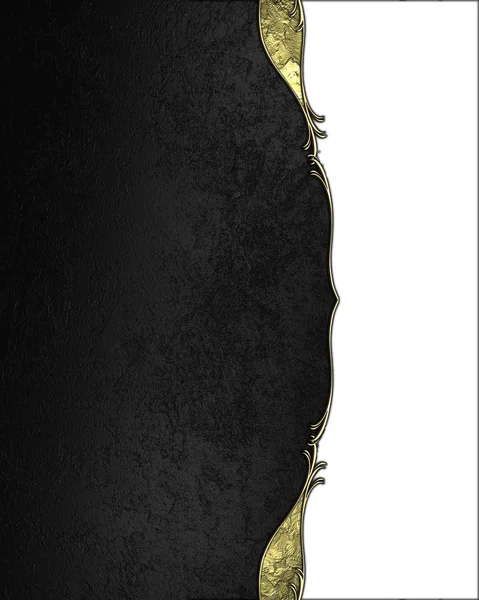 Textura negra con borde dorado sobre fondo blanco. Plantilla para diseño. Plantilla para el sitio —  Fotos de Stock