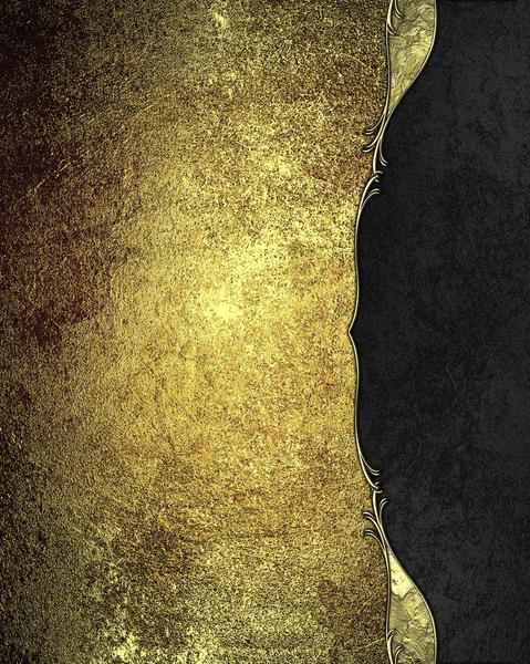 Grunge metal textura oro con borde negro. Plantilla de diseño para texto. Plantilla para el sitio —  Fotos de Stock