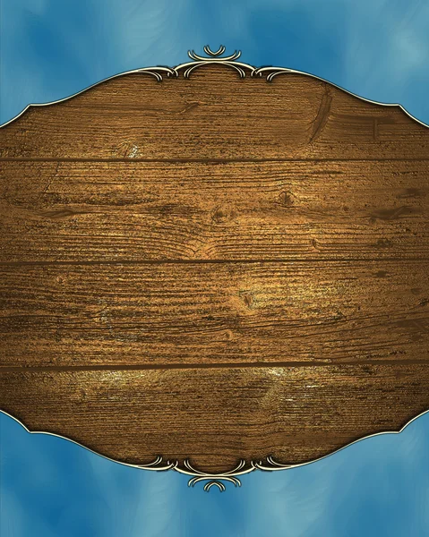 Blue frame with a background of wood. Template design for text. Template for site — Stock Photo, Image