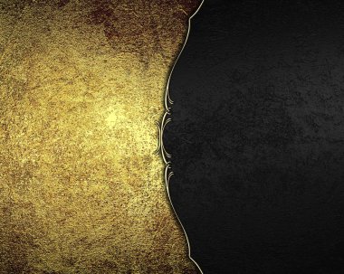 Metal doku ile siyah kenar altın. Metin için şablon tasarım. Şablon site için