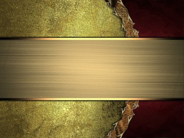 Grunge altın arka plan kırmızı tarafı ve altın tabela. Tasarım şablonu. Tasarım sitesi