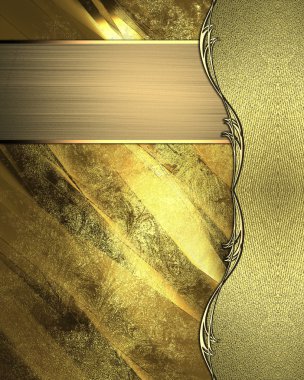 Altın arka plan ile bir altın kenar ve altın tabela. Tasarım şablonu. Tasarım sitesi.