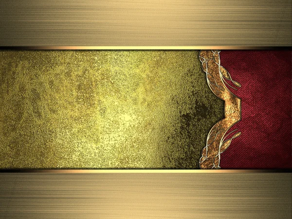 Grunge Gold Hintergrund mit roter Seite und goldenen Rändern. Designvorlage. Designseite — Stockfoto