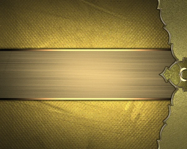 Grunge altın arka plan ile bir altın kenar ve altın şerit. Tasarım şablonu. Tasarım sitesi — Stok fotoğraf