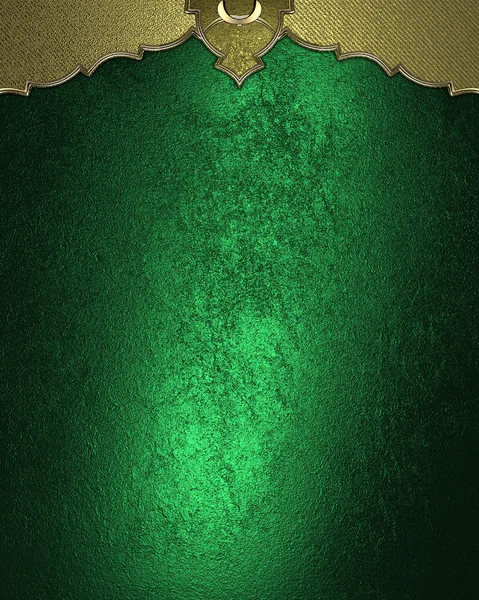 Grunge green texture with gold trim. Design template. Design site