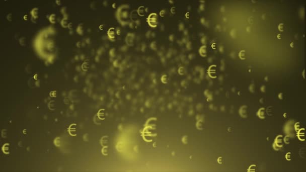 Предыстория знаков евро. Летающие иконы евро — стоковое видео