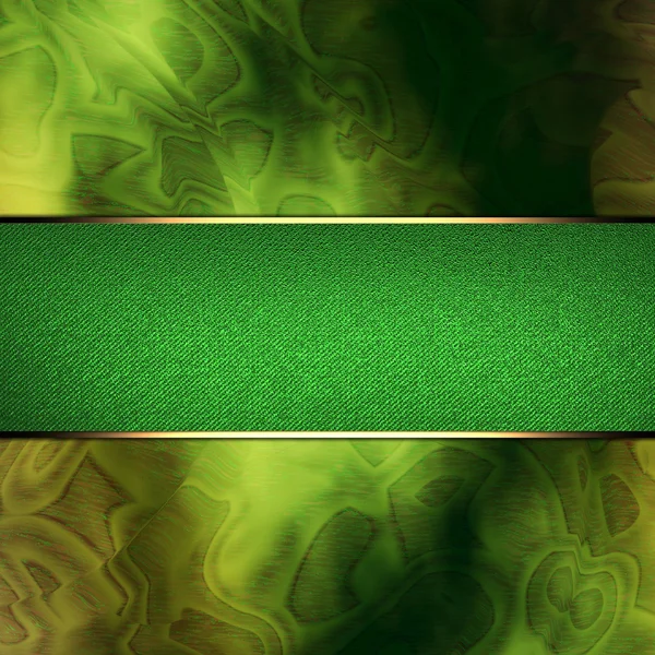 Abstract green background with green nameplate with gold trim — Stock Photo, Image