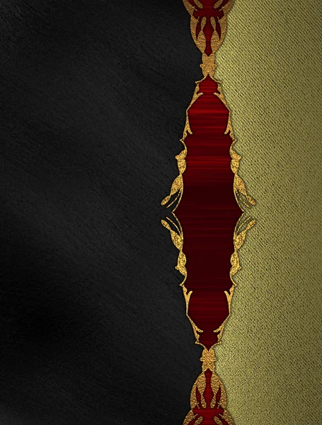 Fondo nero con bordo oro con inserto rosso. Modello di progettazione — Foto Stock