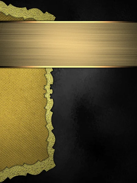Gele plaat met patronen op een zwarte achtergrond. Ontwerpsjabloon. Sjabloon voor tekst — Stockfoto