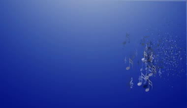 Mavi arka plan üzerinde hoparlör ile soyut müzik