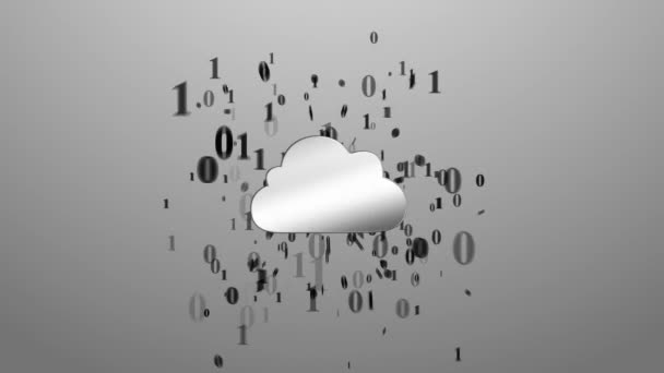 Cloud computing. Binaire code rond cloud computing — Stockvideo