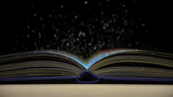 Cartas voando para fora de um livro aberto — Vídeo de Stock