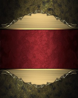 Kırmızı arka plan ile altın kenarlıklı karanlık çerçeve. Tasarım şablonu. Tasarım sitesi